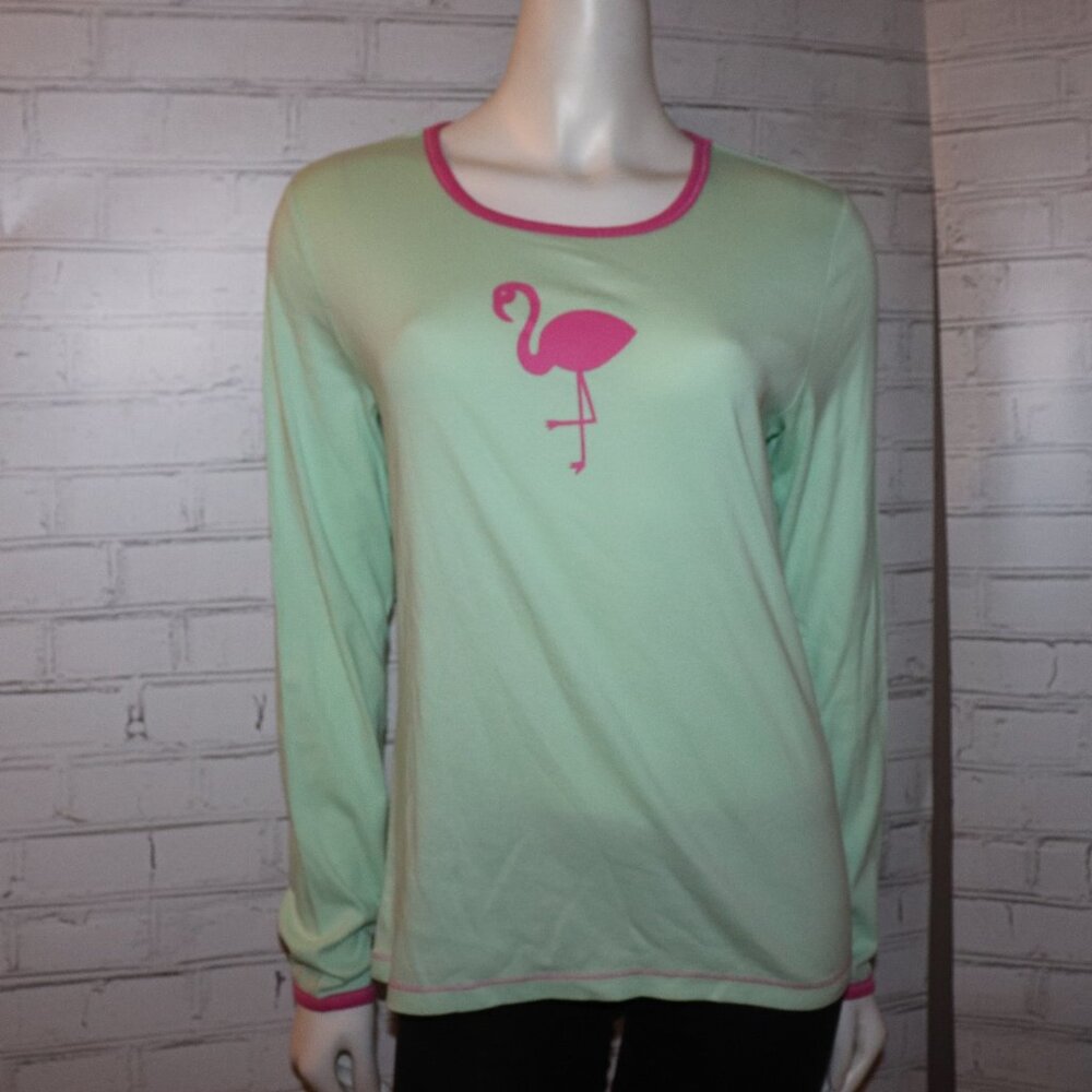 Light green and pink Pajama top with Flamingo By Character Size Medium